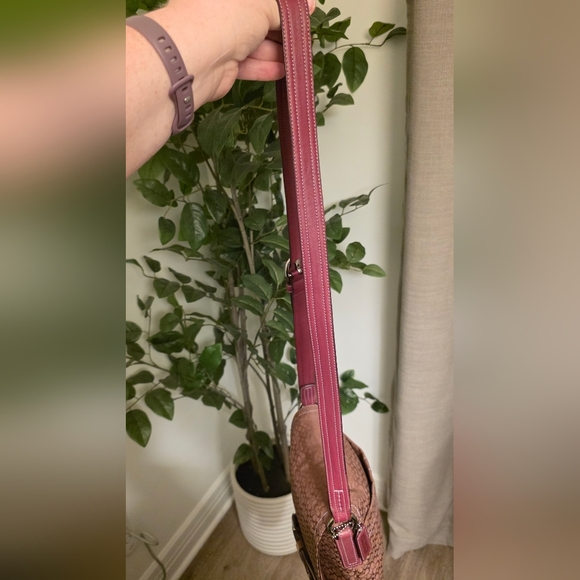 Coach Belted Soho Flap Pink Signature C Fabric and Suede Crossbody - Picture 8 of 13